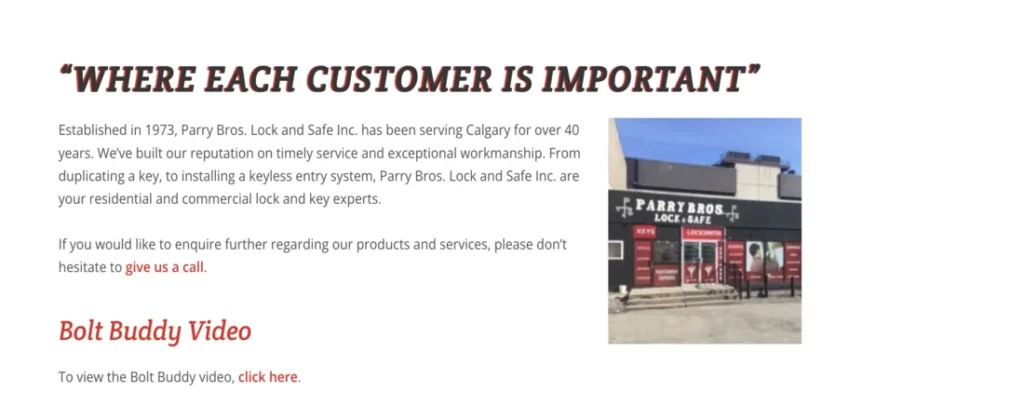 Parry bros locksmith calgary sw