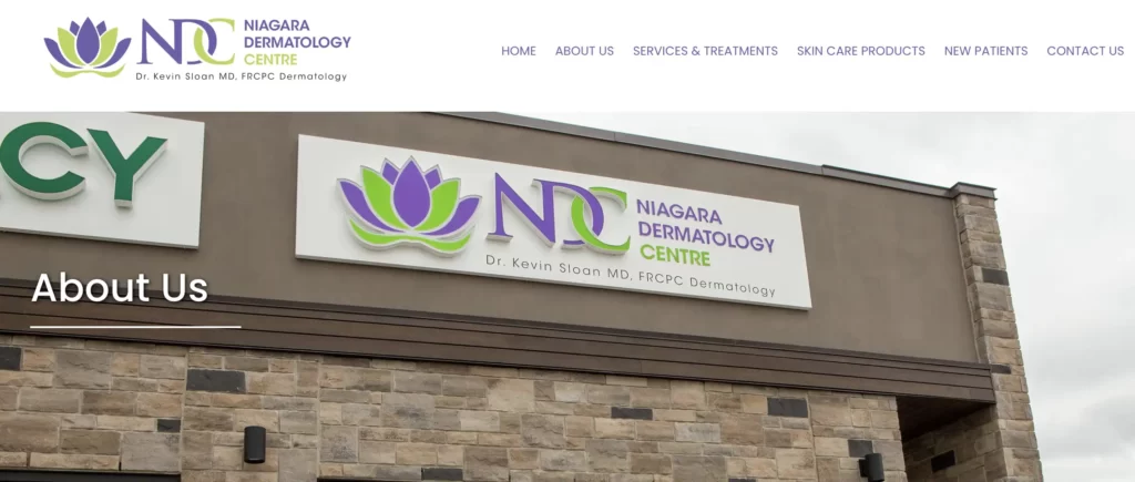 Website overview of Niagara Dermatology Centre, St. Catharines