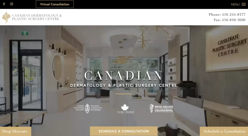 Canadian Dermatology Centre WEBSITE OVERVIEW