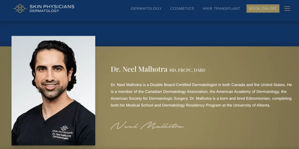Edmonton's Skin Physicians Dermatology Clinic Website Overview