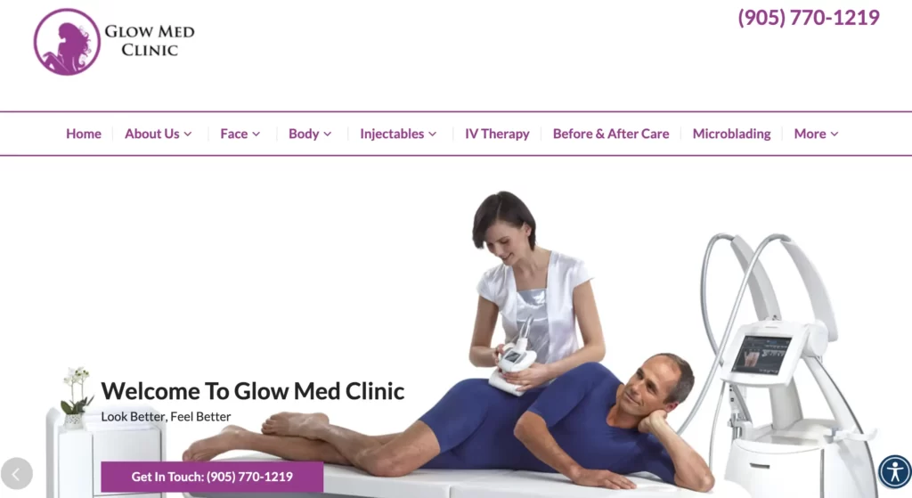Richmond Hill, ON's Glow Med Clinic's Laser Hair Removal webpage