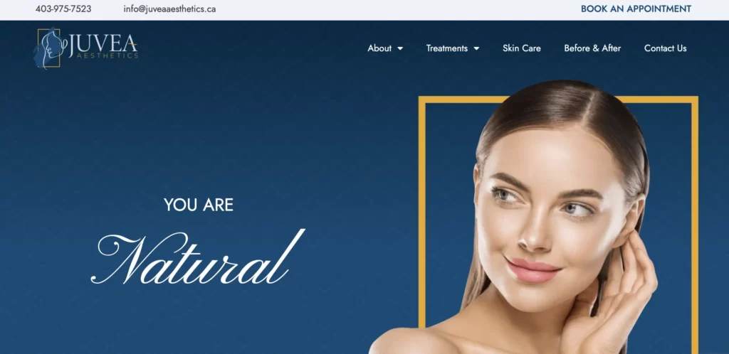 Website overview of Dr. Khadijah Haji's JUVEA AESTHETICS