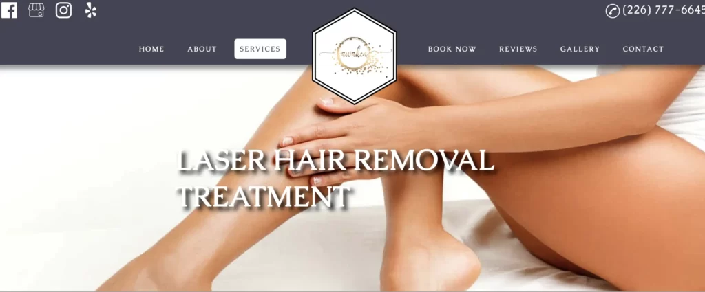 Laser Hair Removal Webpage of Awaken Skin Studio, Windsor, Ontario